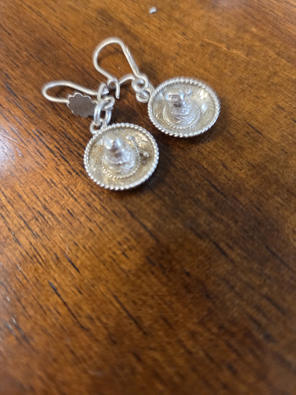 925 Sterling Silver Mexican Sombrero Hat Dangle Earrings